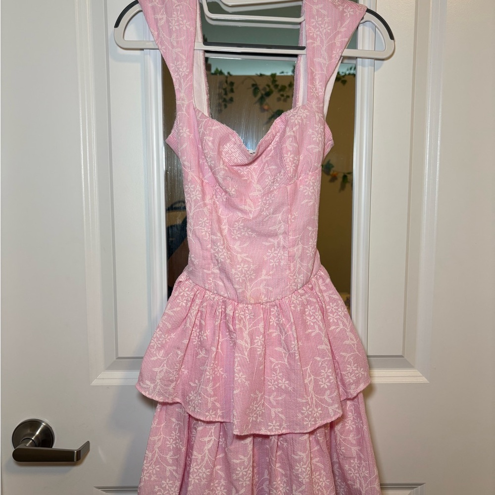 Lucy in the Sky Blush Floral Striped Dress